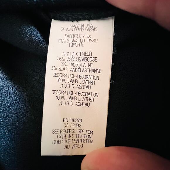 Helmut Lang Leather Trim Dolman Top Minimalist Black Modern Style Size 4 - Picture 9 of 11